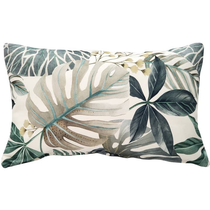 Cuscino da tiro Thai Garden Grey Leaf, 30,5 x 50,6 cm per la vendita all'ingrosso da parte di Pillow Decor