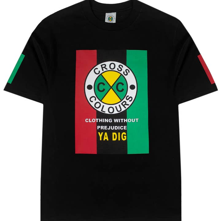 Camiseta con logotipo de bandera de colores cruzados - Negra para venta al por mayor de Cross Colours