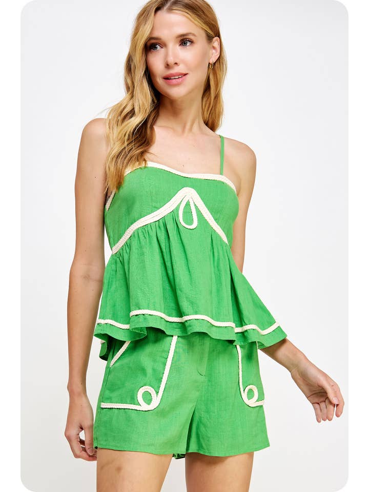 Strut & Bolt - Venta al por mayor Blusa - Mujer - Cami de lino sin mangas con detalle de ribete trenzado17