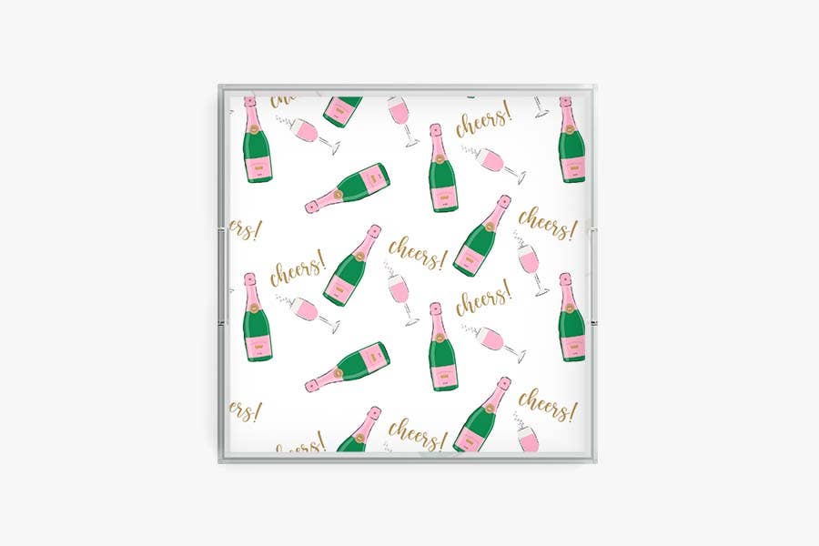 Clairebella Personalized Gifts & Pillows - Wholesale Decorative Tray - Champagne Acrylic Tray | Serving Tray | Dinner Table Tray0