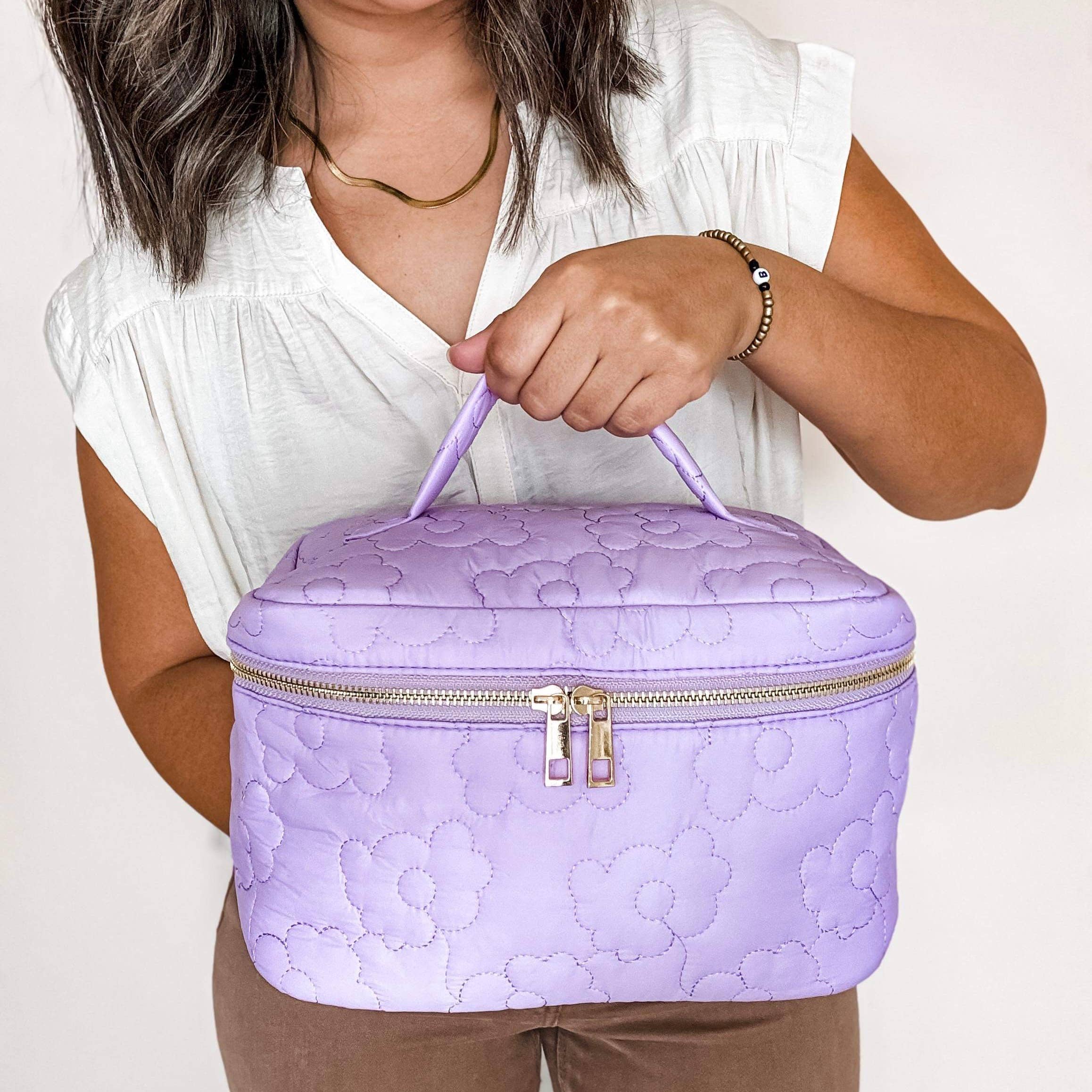 Wholesale Purple Puff Cosmetic Bag, Cosmetic Pouch, Makeup Pouch for