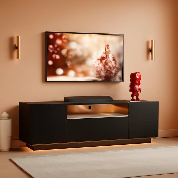 Black 58-Inch TV Console For Living Room Entertainment for wholesale by ShipItFurniture