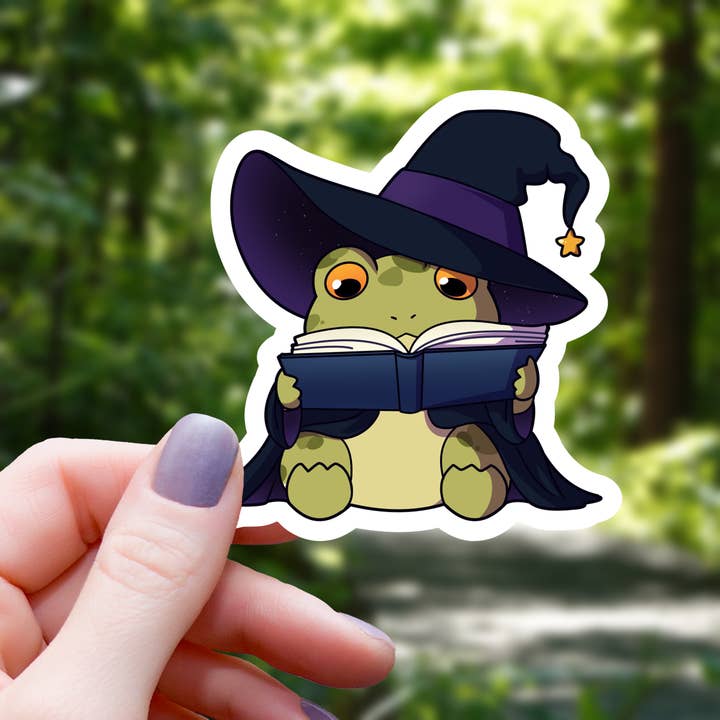 Mimic Gaming Co - Wholesale Sticker - Frog Wizard Reading a Book Sticker - 3"