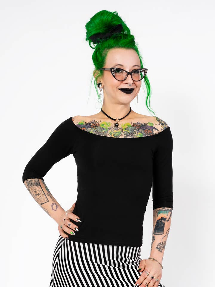 Dawn skjorta - svart stickad för wholesale av Putré-Fashion