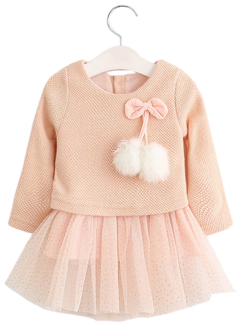 Fennco Styles - Wholesale Knit Sweater - Baby - Pink Knit Baby Tulle Skirt Sweater 0