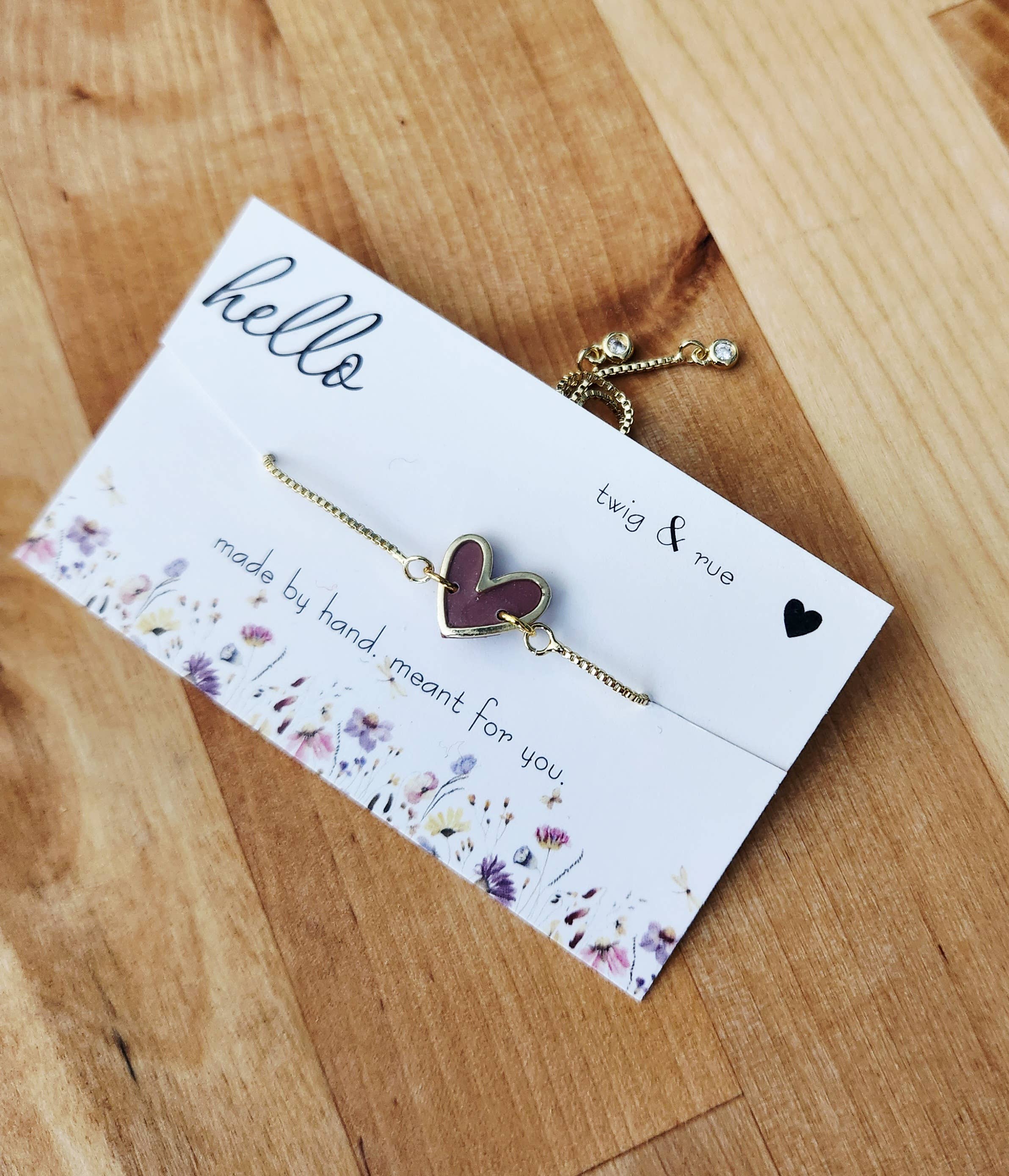 Twig & Rue boutique - Wholesale Charm/Dangle Bracelet - Gold Heart Slider Bracelet- 18k gold plated12