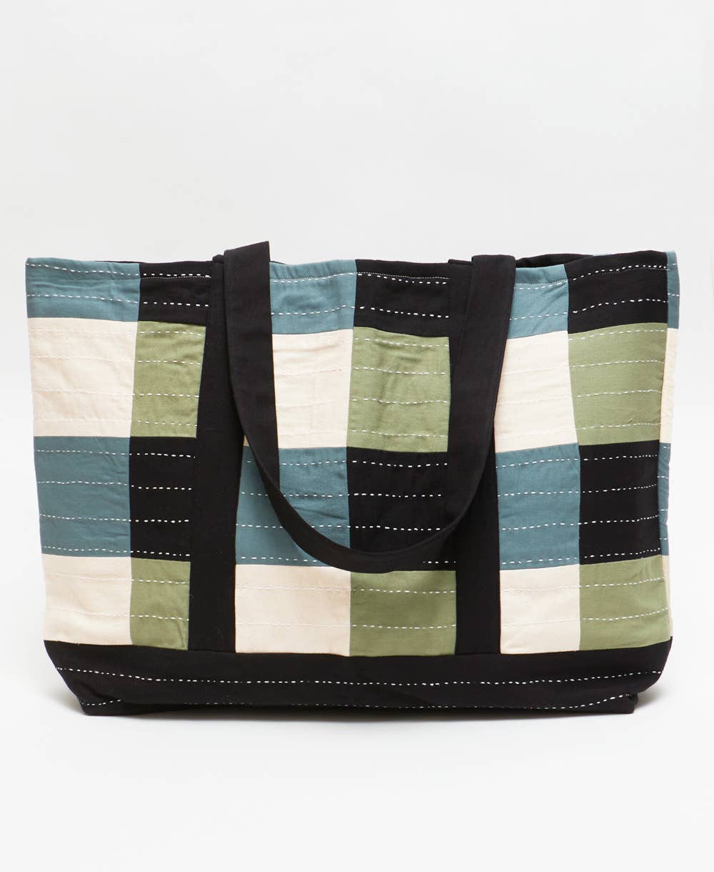 Anchal - Wholesale Tote Bag - Women's - Checkered Canvas Tote Bag6