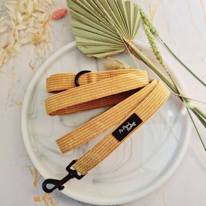Mustard Yellow Cord Dog Lead (autumn/soft) for wholesale by Pet Pooch Boutique