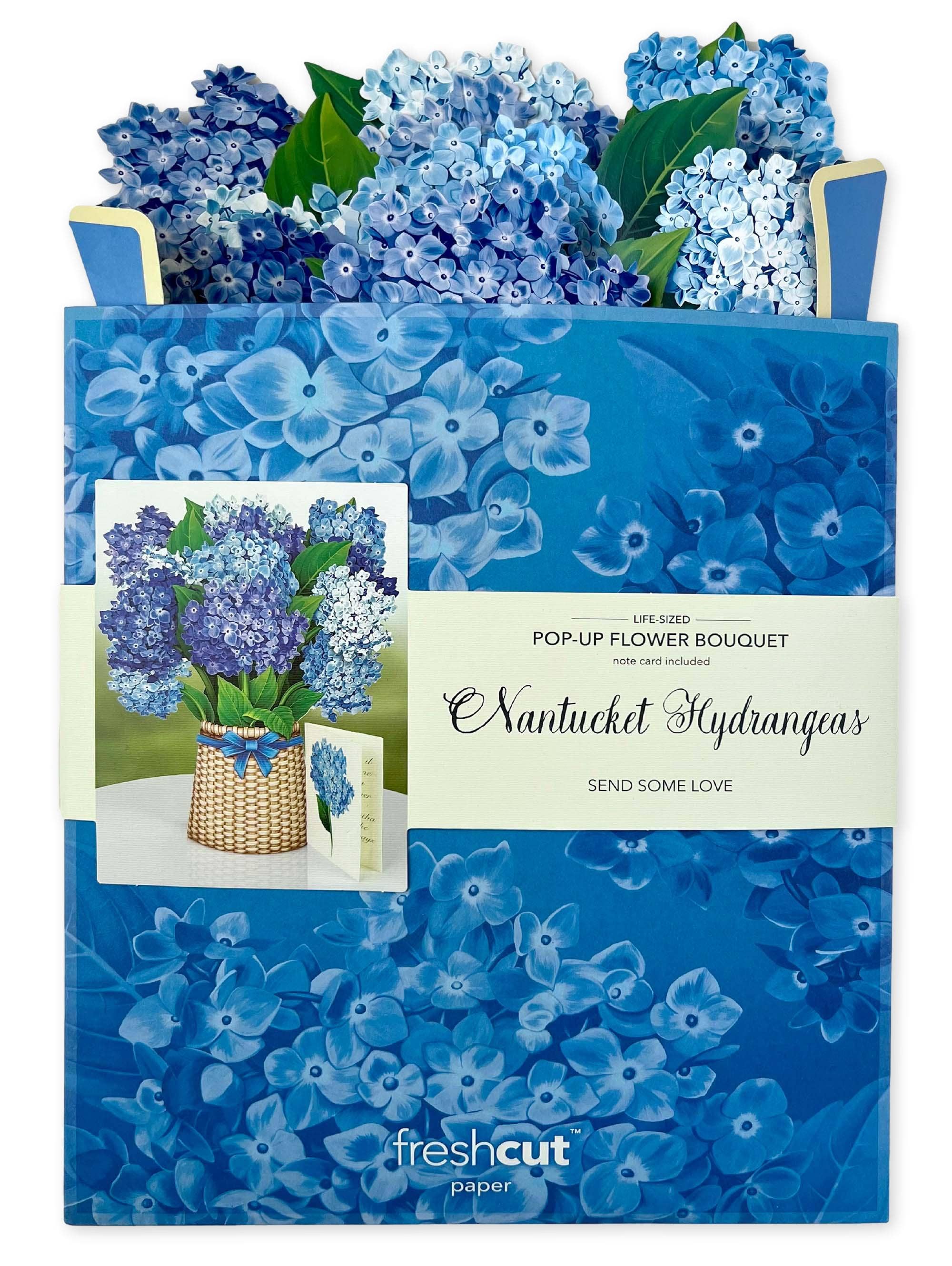 FreshCut Paper LLC – wholesale Everyday greeting card – Nantucket Hydrangeas (8 Pop-up Greeting Cards)3