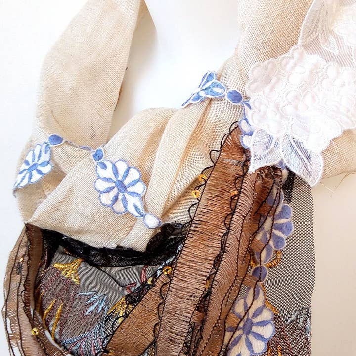 JUL ET FIL – wholesale Pendant/charm necklace – Free-form textile art collar scarf collar3