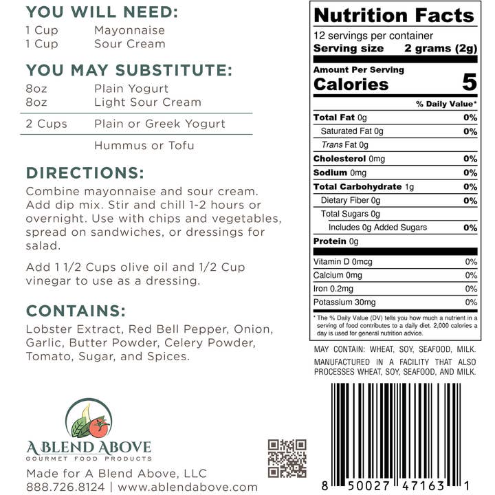 A Blend Above - Wholesale Dip - New England Lobster Dip Mix2