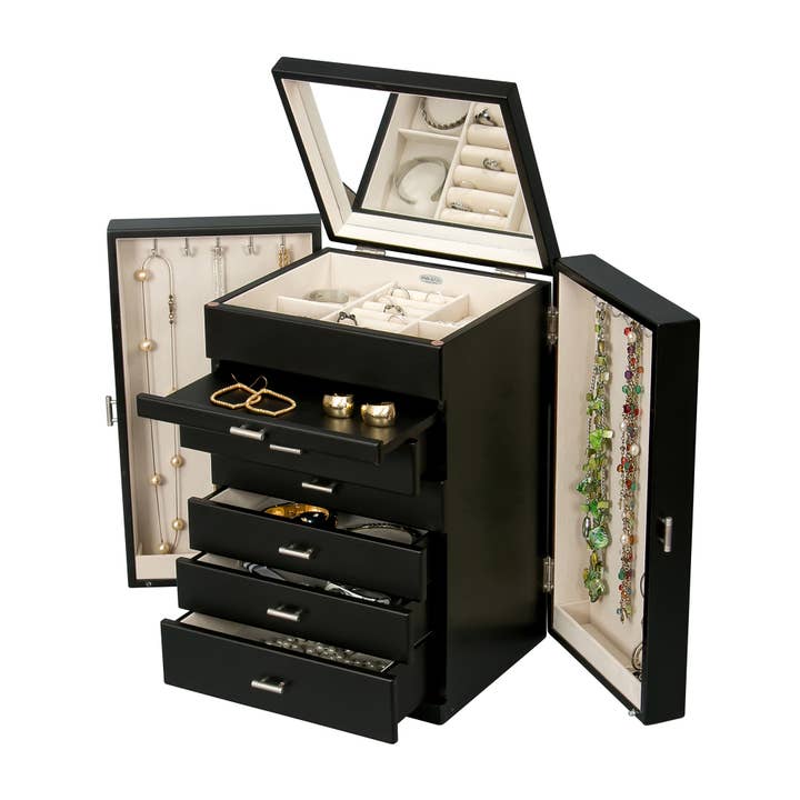 Mele and Co - Wholesale Jewelry Box/Organizer - Mele and Co Geneva Large Wooden Jewelry Box in Java Finish