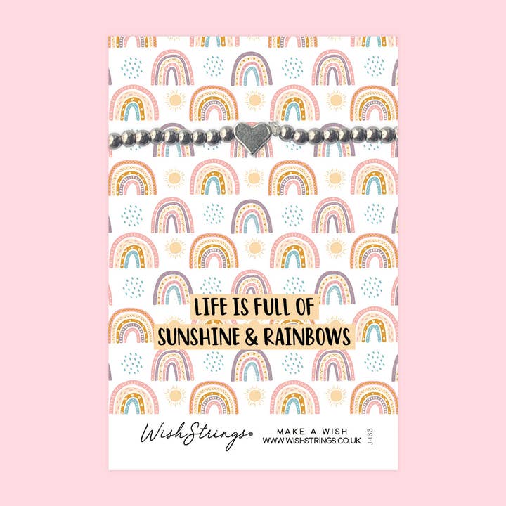 SUNSHINE & RAINBOWS - Heart Beaded Bracelet - J133 for wholesale by WishStrings