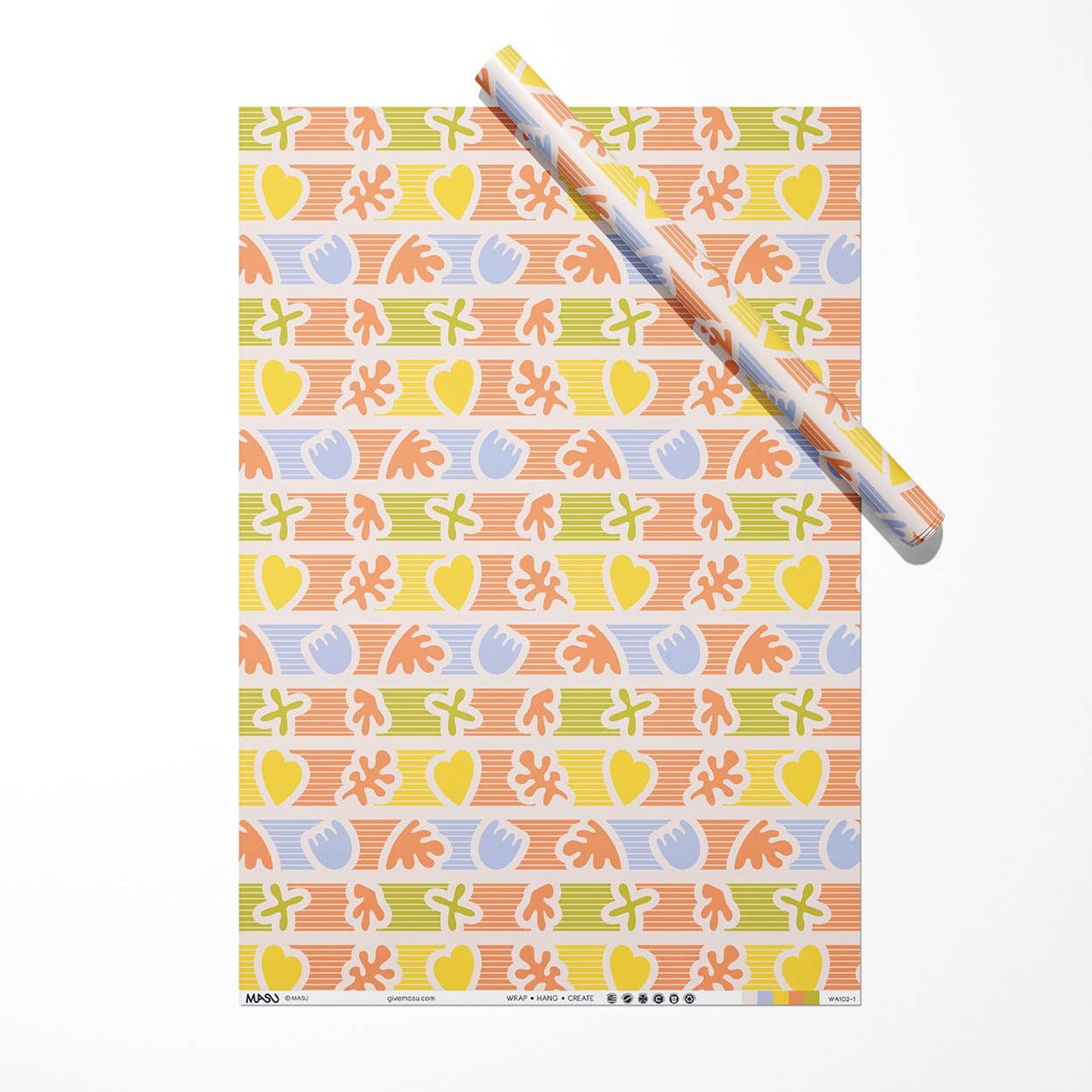 MASU - Wholesale Flat Wrap - Matisse Stripe Abstract Art Recycled Wrapping Paper Sheet4