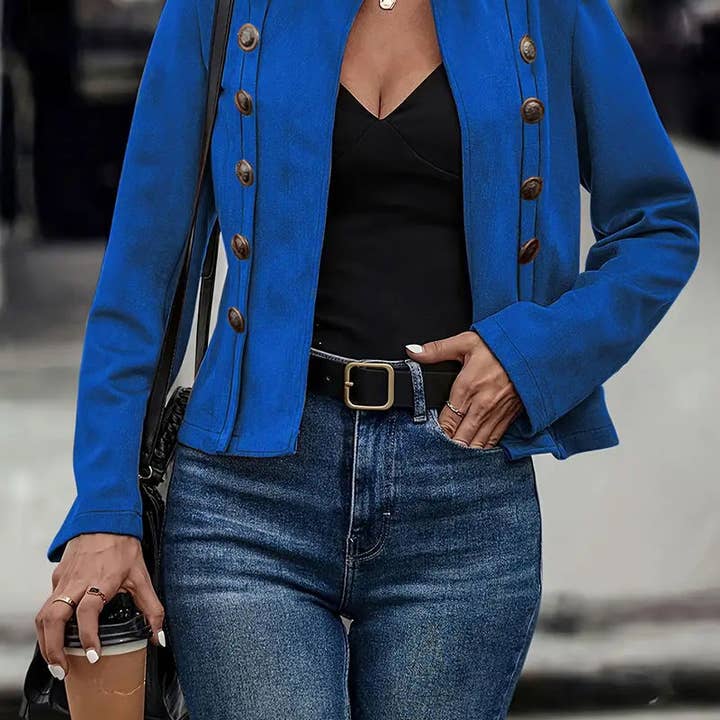 EmberLoom - Wholesale Coat - Women's - Women's Suede Double-Breasted Vintage Coat with Buttons2