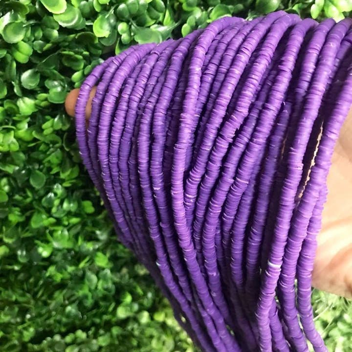 Purple Disc Beads, Purple Spacer Beads, Purple Polymer Clay Beads, Jewelry Supplies, Purple Flat Disc Beads, Spacer Beads, Colorful Beads Spacer for wholesale by The Bead Bazaar