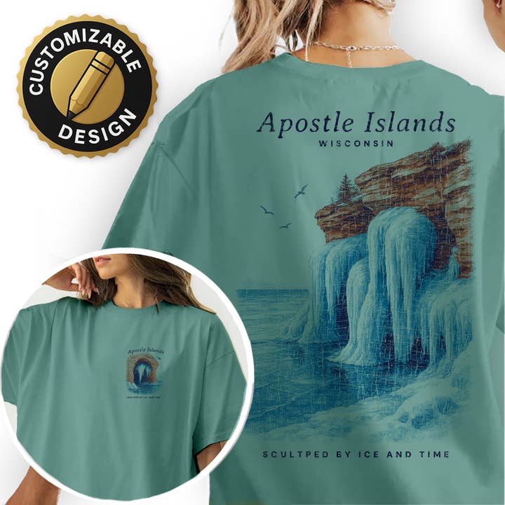 Apostle Islands Wisconsin T-Shirt Vintage Lake Superior Ice Caves Tee | Travel Souvenir Shirt | Scenic Nature Graphic for wholesale by Textile Graphix