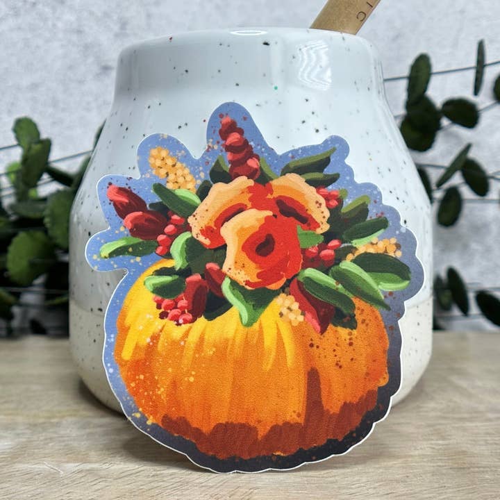 Gouache Pumpkin Vinyl Sticker for wholesale by Everyday H2O