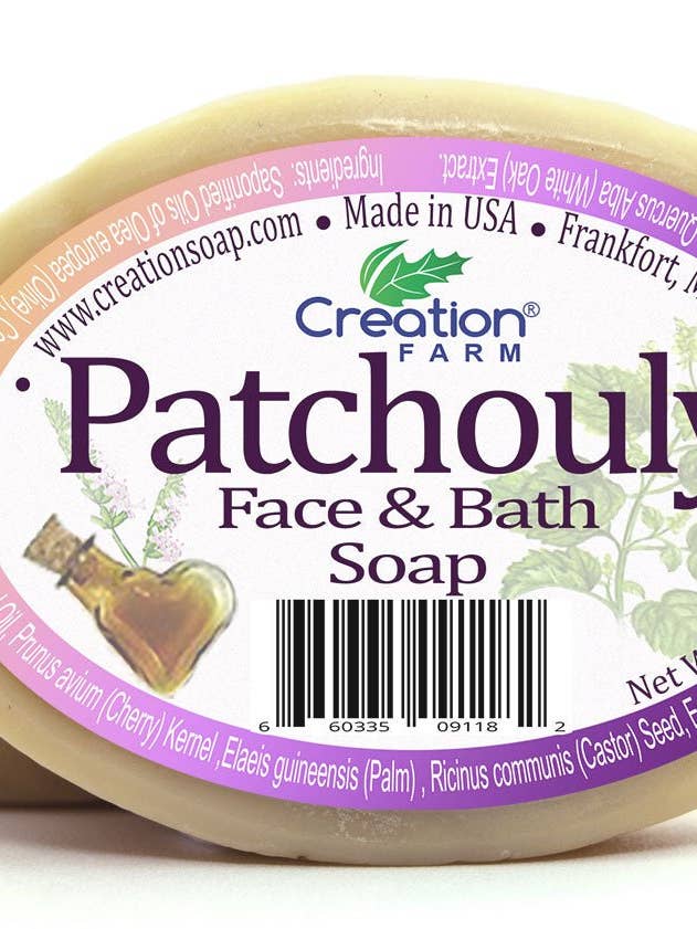 Patchouli Ansikts- och Bad Pure Botanical Tvål 8 Oz Två 4 Oz Tvålar Handgjorda För Känslig Hud för wholesale av Creation Farm Inc