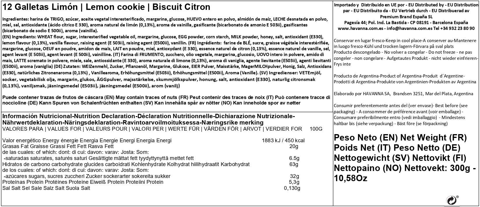 Premium Brand - Wholesale Cookie - Havanna | Lemon Cookies | 12 units | 300 grams5