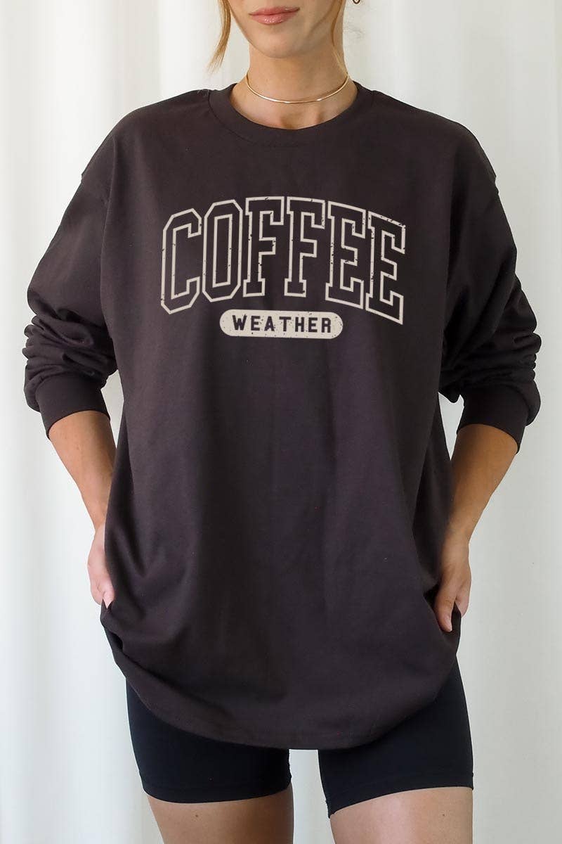 COLORBEAR – wholesale T-shirt (graphic) – women's – Coffee Weather Graphic Plus Long Sleeve Tee15