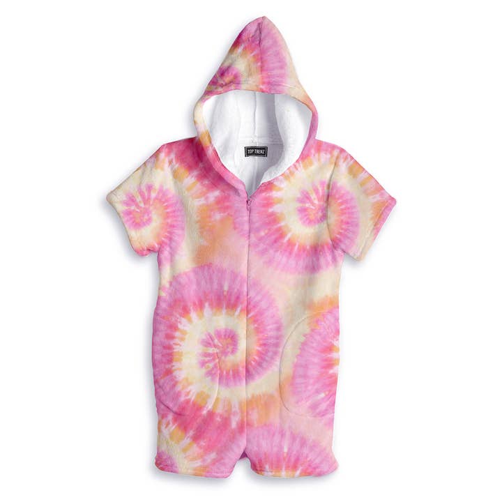 Combishort floue tie-dye limonade rose pour la vente par Top Trenz Inc