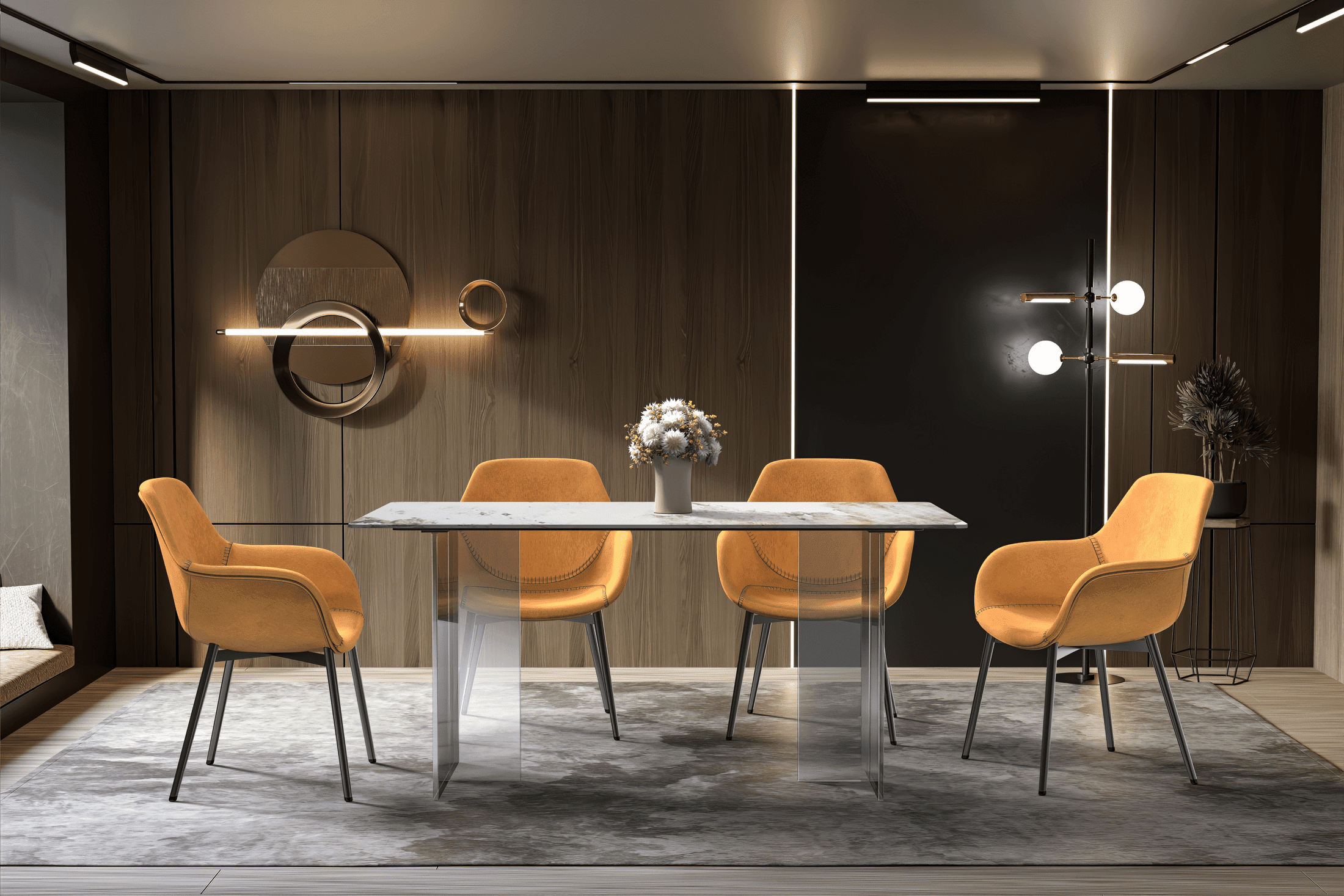 LeisureMod - Wholesale Side Table - Kova Rectangular Dining Table with Stone or Glass Top14