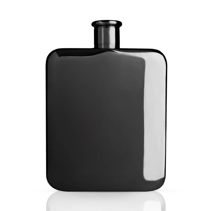 Warren™ Polished Black Gunmetal Pated Flask for wholesale by Viski