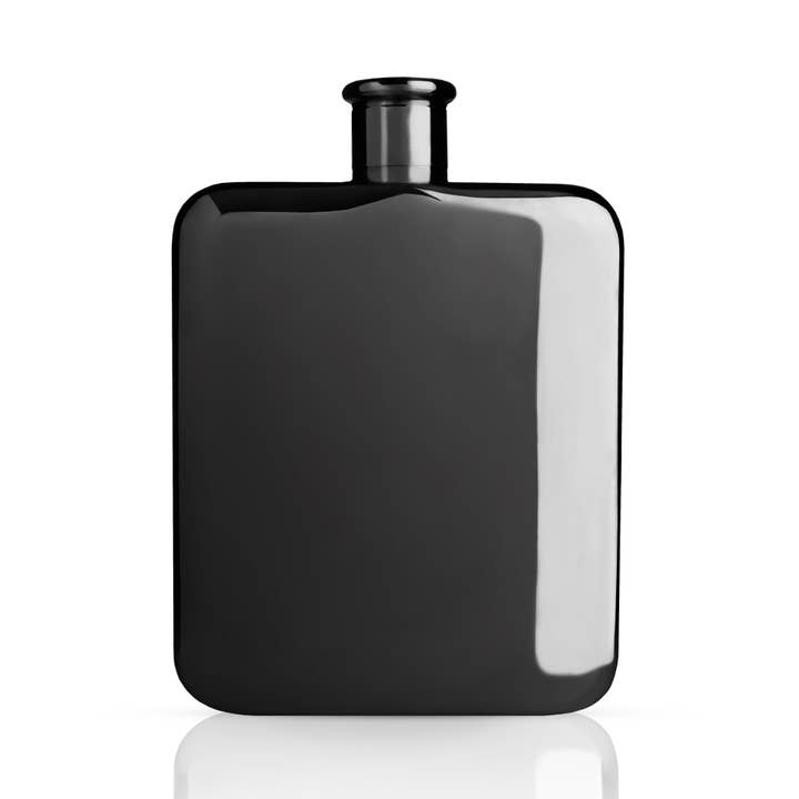 Warren™ Polished Black Gunmetal Pated Flask for wholesale by Viski