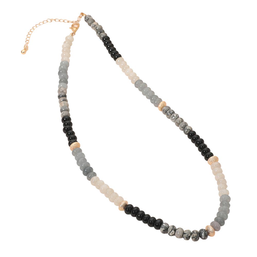 Sensibling Corp. – wholesale Beaded/pearl necklace – Gold Accent Spacer Marbled Resin Beaded Necklace1