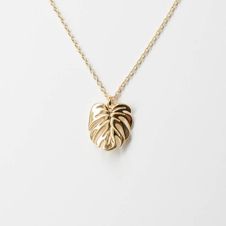 Monstera Deliciosa Necklace Gold & White Gold for wholesale by Happily Plants