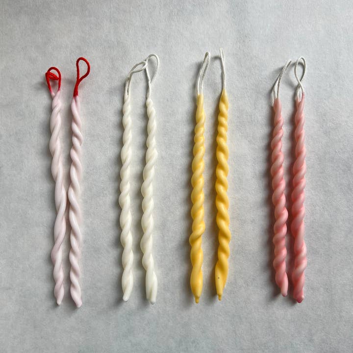 Hand-Dipped Twisted Beeswax Tapers — Love Edit (Set of 4) for wholesale by BabaBoogs Candles