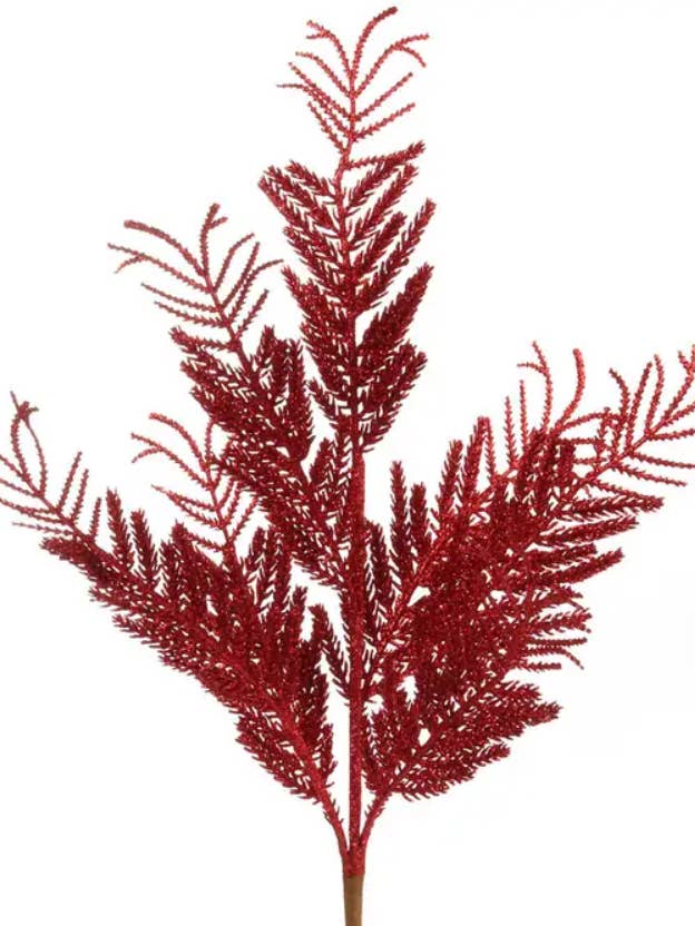 6PC 20" Red Glitter Fir Spray Faux Christmas for wholesale by Larksilk