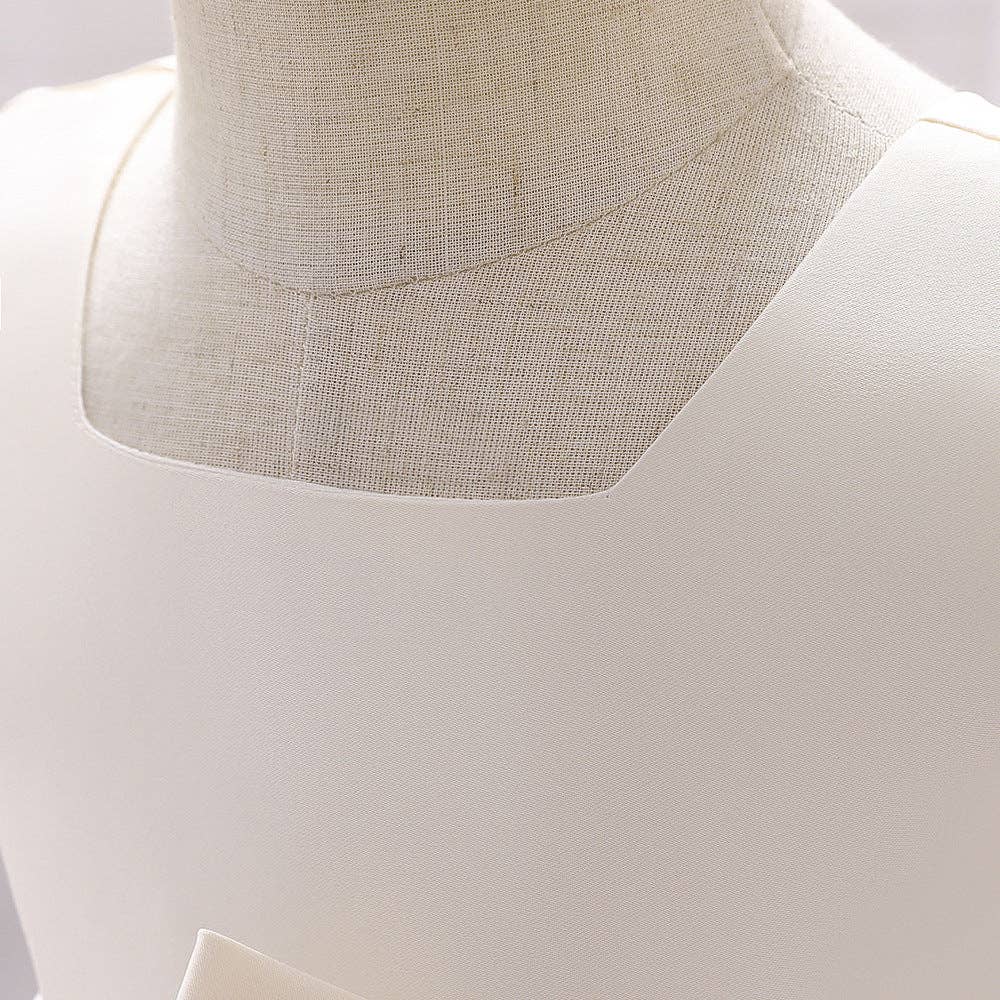 MyKids-USA® - Wholesale Dress - Baby - Baby Girl Solid Color Bow Patched Design Sleeveless Western Style Satin Dress10