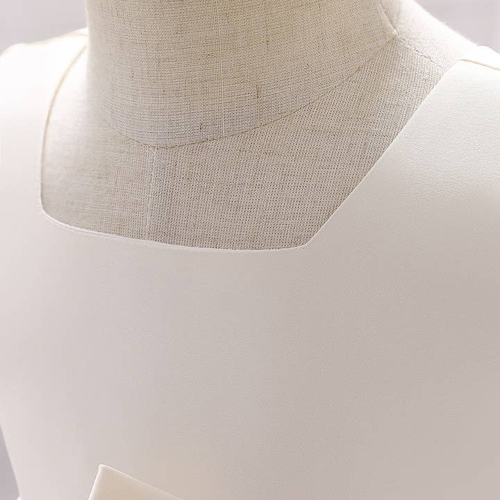 MyKids-USA® - Wholesale Dress - Baby - Baby Girl Solid Color Bow Patched Design Sleeveless Western Style Satin Dress10