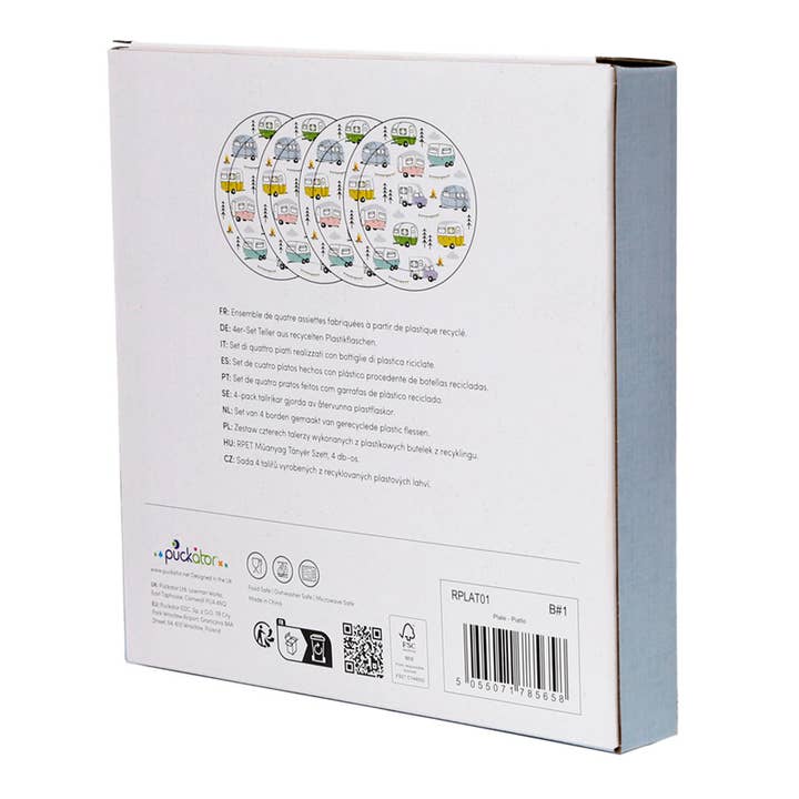 Puckator Ltd - Wholesale Dinner Plate - Wildwood Caravan Set of 4 Recycled RPET Picnic Plates