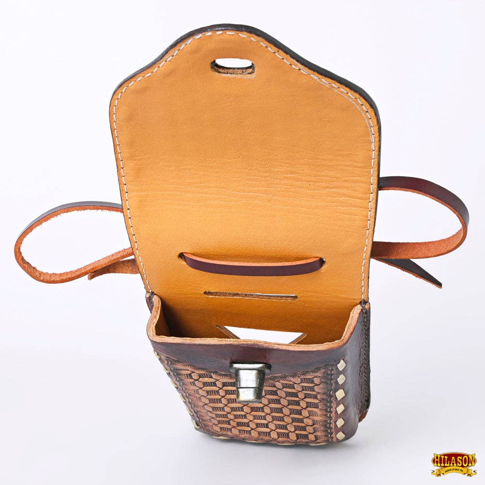 HILASON - Wholesale Phone Wallet - Women's - Hilason Basketweave Floral Cell Phone Case Tan American Leather26