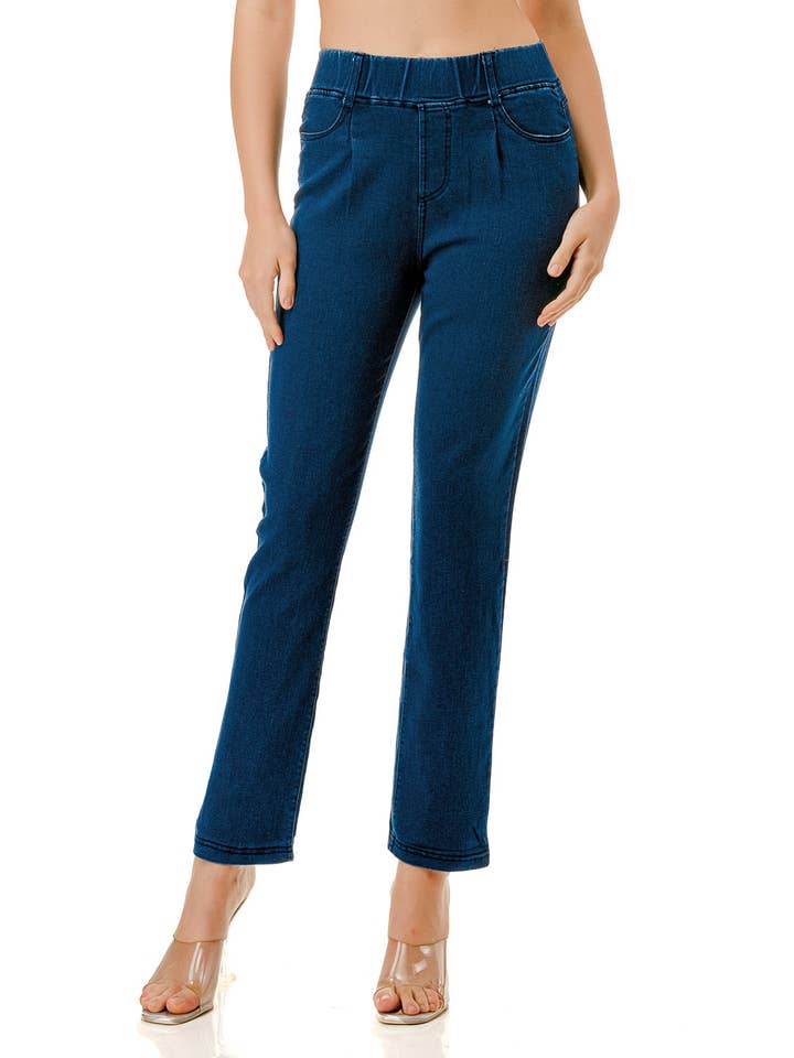 Color 5 - Wholesale Jeans - Women's - Medium washed pull on stretch boot cut straight denim jeans3