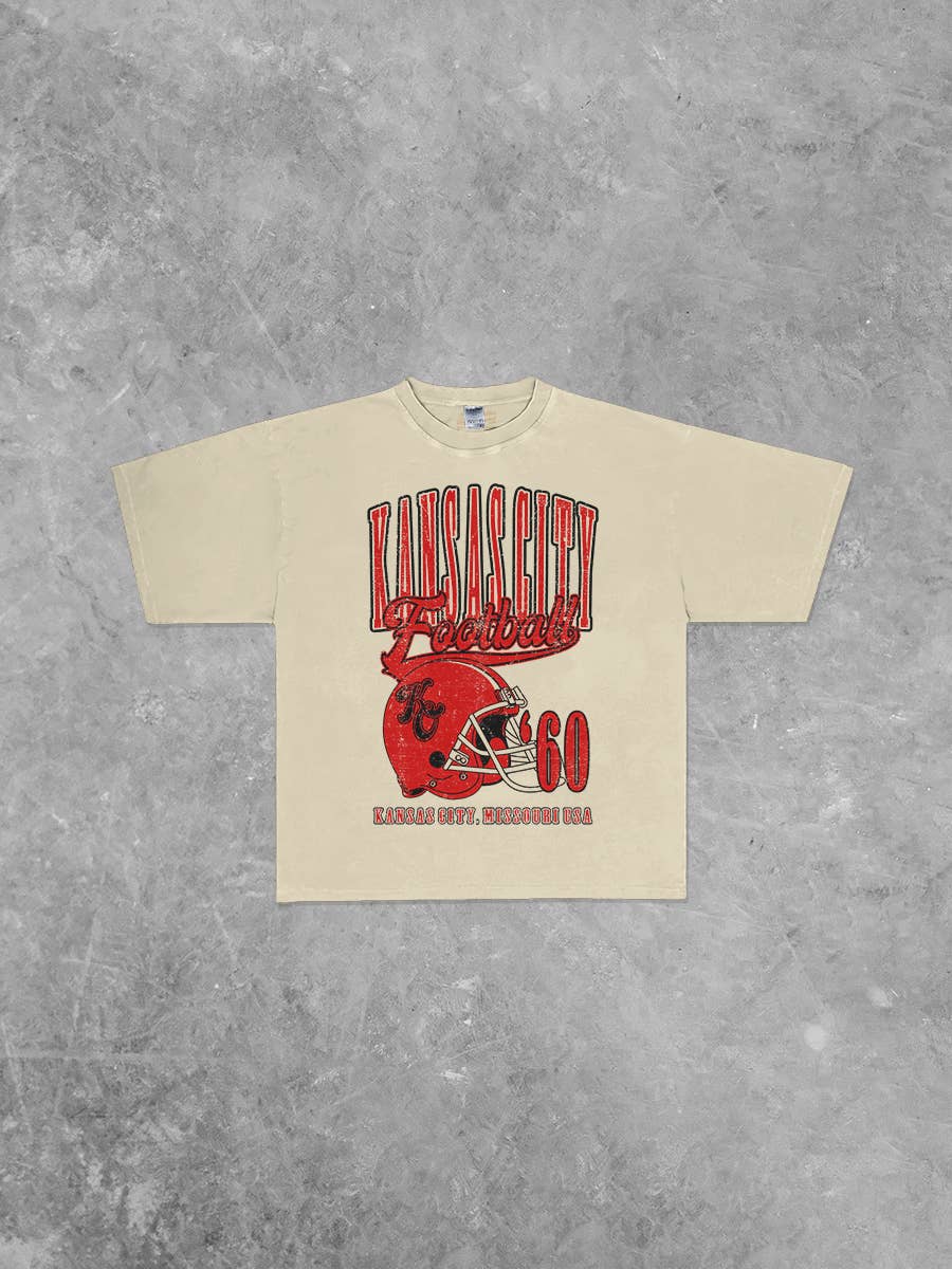 The Clandestine Underground - Vente T-shirt sérigraphié – femme - T-shirt surdimensionné et carré de football de Kansas City vintage des années 90