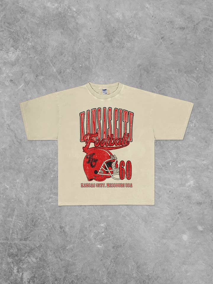 The Clandestine Underground - Wholesale Screen Printed T-Shirt - Women's - 90's Vintage Kansas City Football Boxy Oversized TShirt1