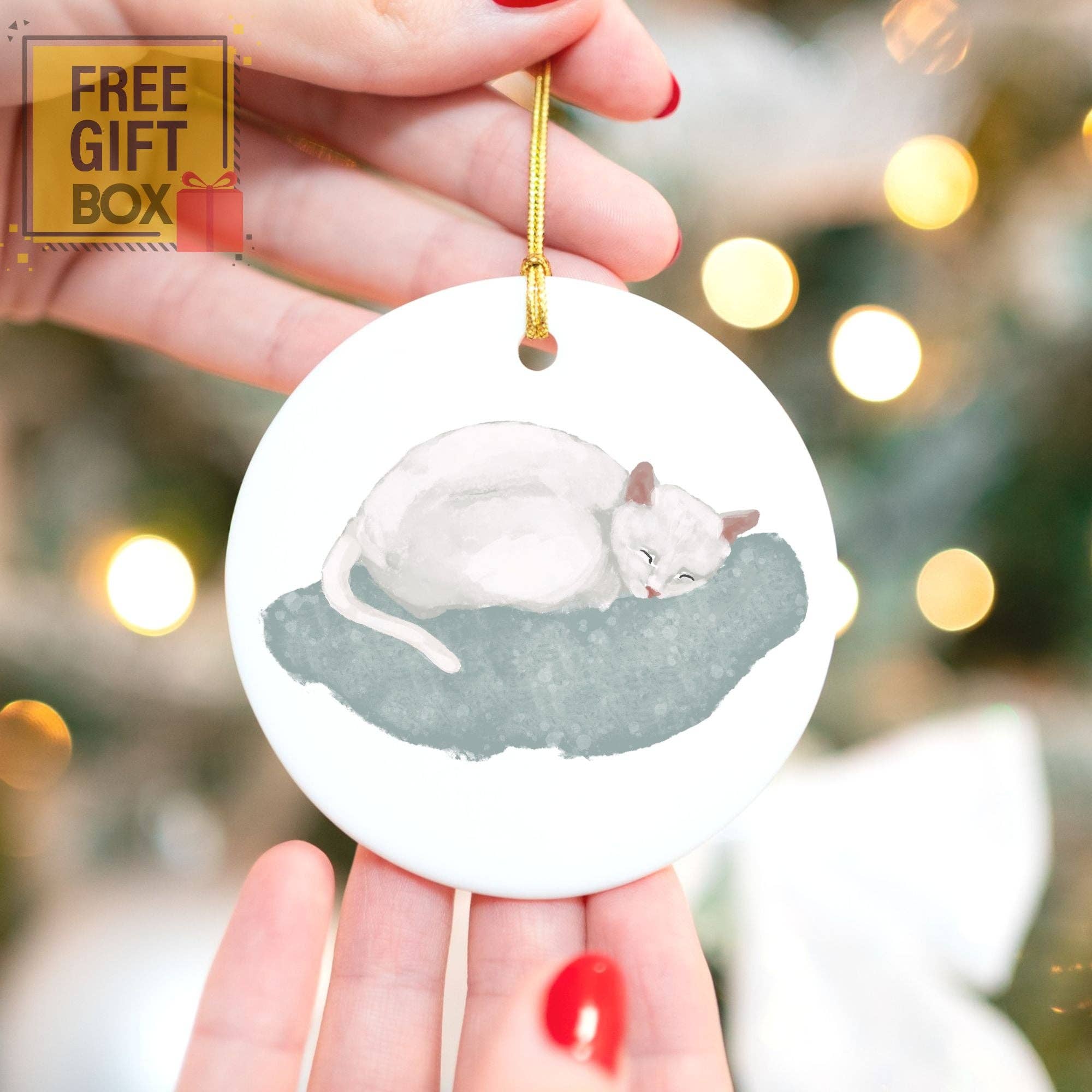 MerikaArt - Wholesale Ornament - White Cat Ceramic Ornament4