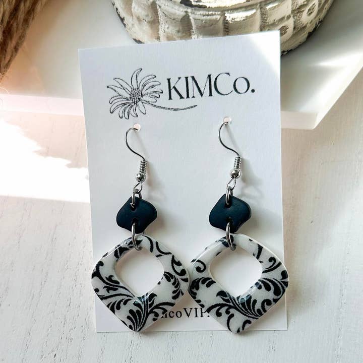 KIMCo. - Wholesale Dangle Earrings - Polymer Clay Earrings - Everyday - Demask Pattern Earrings0