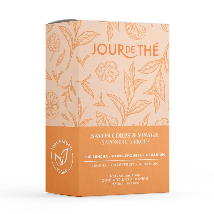 Soap “Sencha tea+grapefruit+geranium” for wholesale by Jour de Thé