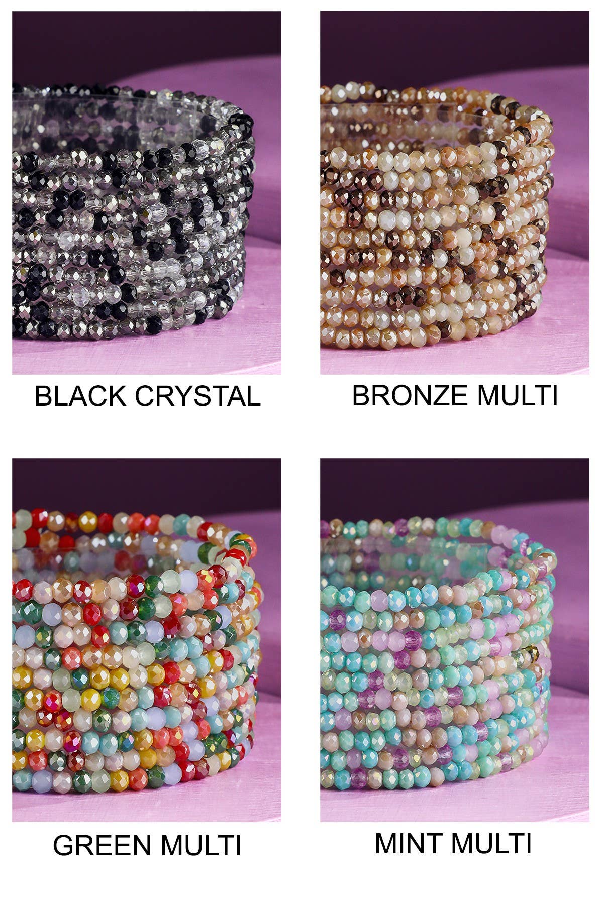 Urbanista - Vendita all'ingrosso Bracciale con perline - Bracciale elasticizzato con 10 pezzi di perline di vetro colorate2