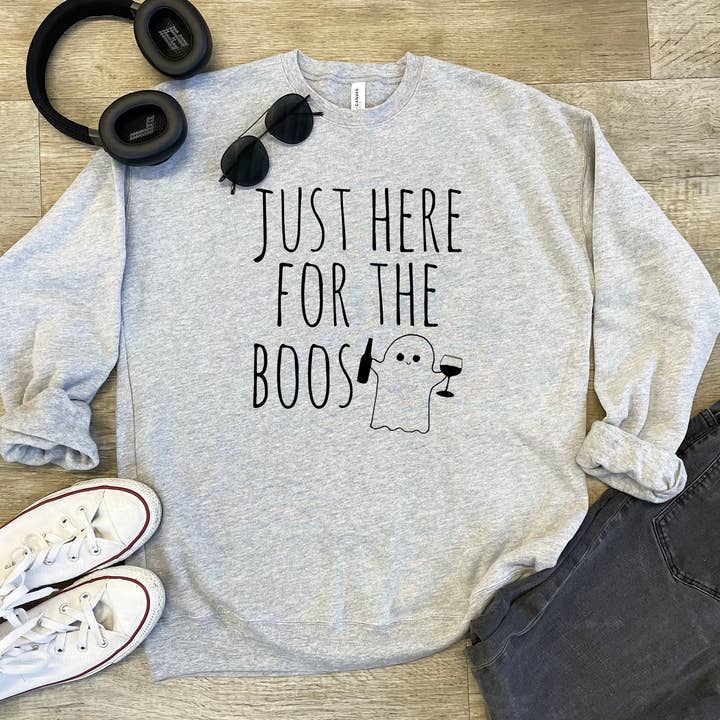 Moonlight Makers - Wholesale Graphic Sweatshirt - Unisex - Here For The Boos - Unisex Sweatshirt - Halloween, Funny0