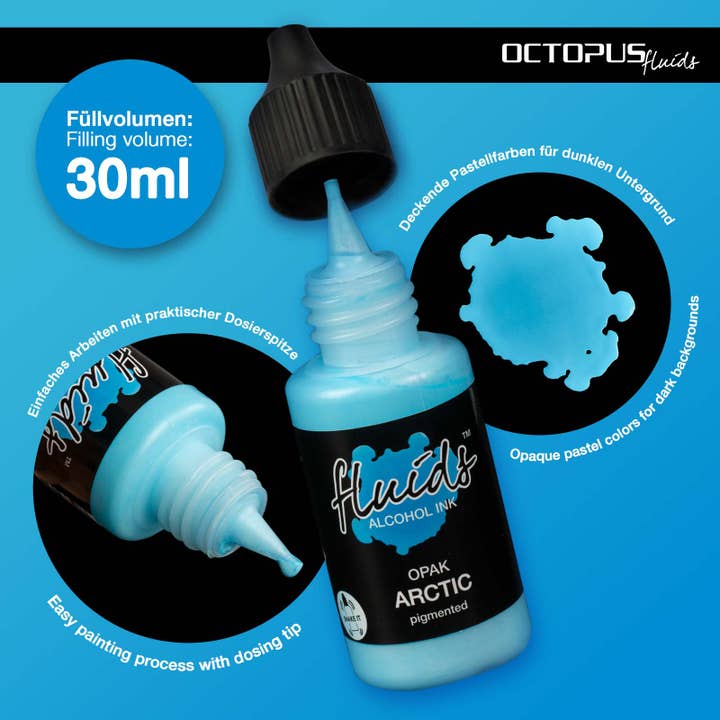 Octopus Concept GmbH - Vendita all'ingrosso Attrezzature per lavoretti e fai da te - Fluids Alcohol Ink OPAK ARCTIC, inchiostro ad alcool per