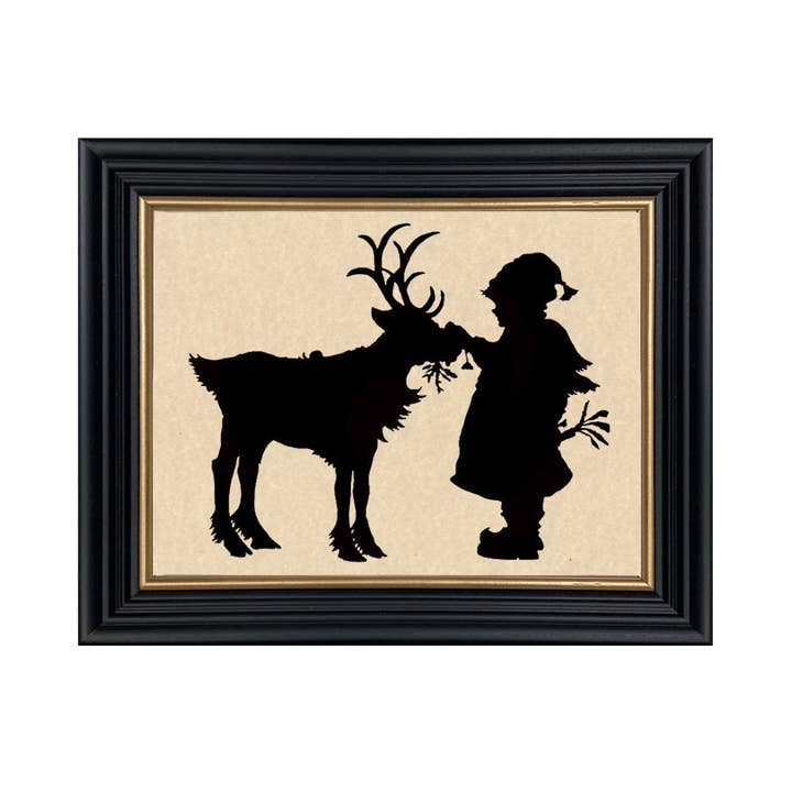 Treats for Reindeer Vintage Paper Cut Silhouette, 8”x10” for wholesale by Madison Bay Co. - Historical Home Decor Reproductions