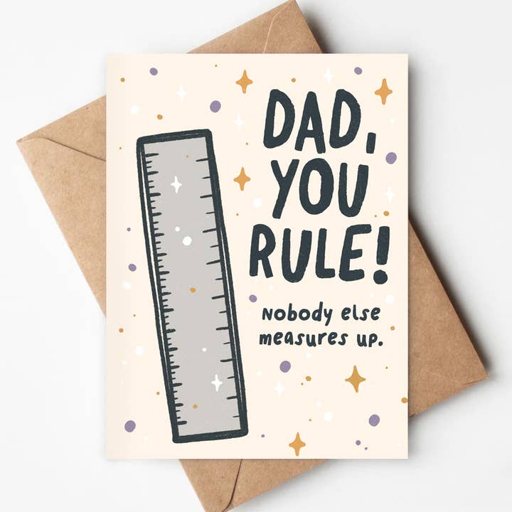 Dad You Rule! Eco-friendly Card Father's Day Handy Man Pun for wholesale by Jenna's Doodles
