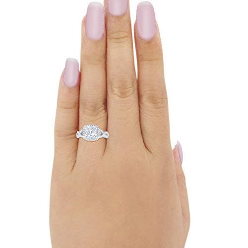 Cushion Cut Round Halo CZ Bridal Ring for wholesale on Faire3