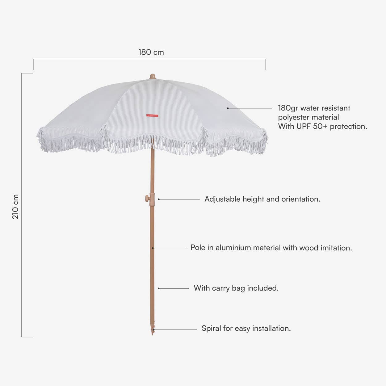 Flamingueo – wholesale Umbrella – Women's – Beige umbrella with white stripes1